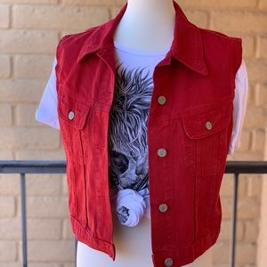 Vintage red denim vest.